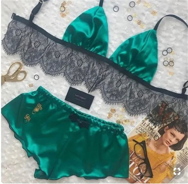 Leechee New Pajamas For Women Sexy Satin Pajamas Set Comfortable Home Clothes Sleeveless Cute Bra And Shorts V Neck Sleepwear